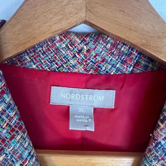 Nordstrom Colorful Tweed 100% Silk Blazer Jacket Lightweight Bold Maximal Sz XL - Picture 6 of 11
